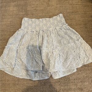 Ocean Drive Cream Smocked Tiered Skater Mini Skirt